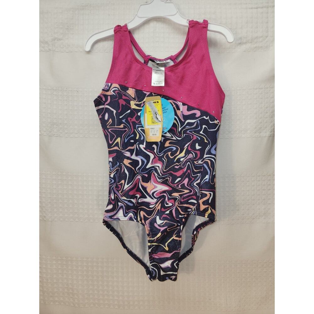 Girls 6-7 Jacques Moret Gymnastics Swirl LeotardJacques Moret Pink Glitter